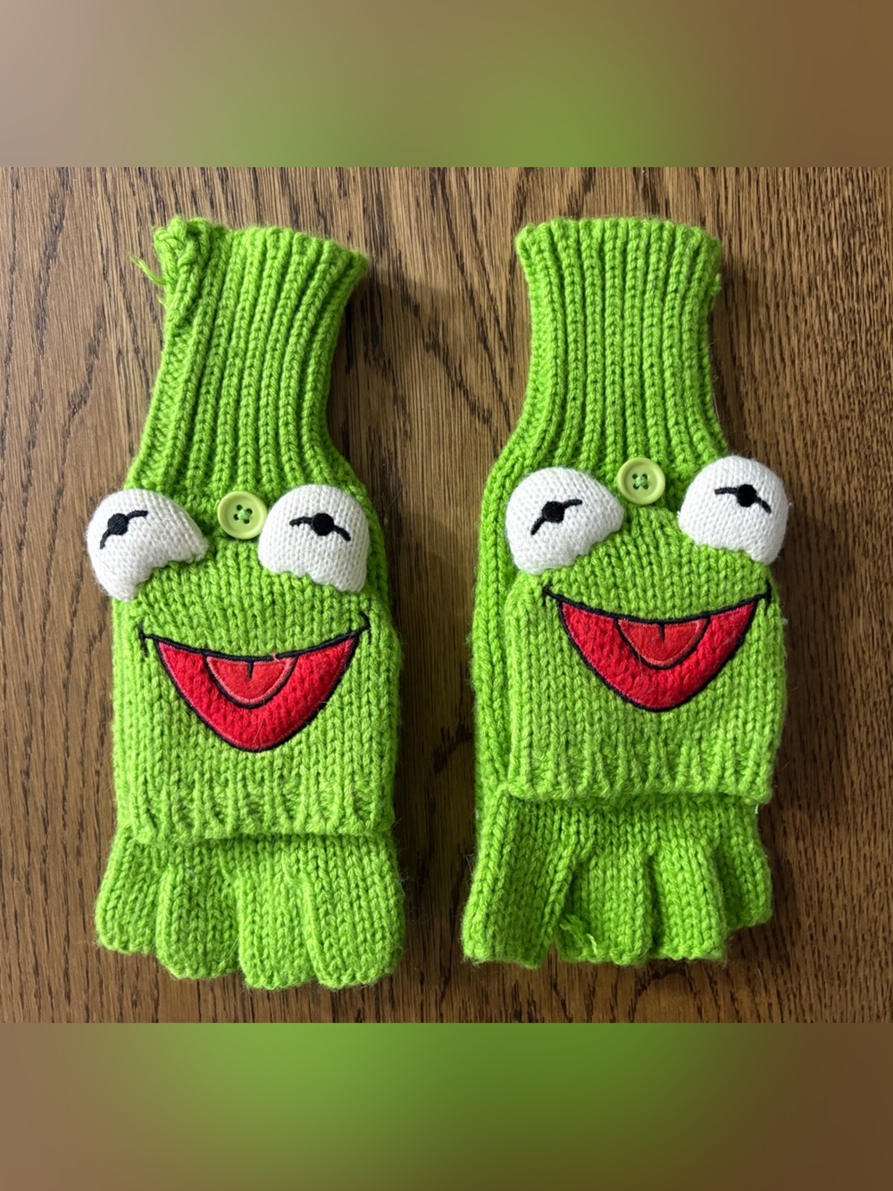 Kermit the Frog Knit Fingerless Gloves